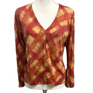 Kate Hill Women’s Merino Wool Cardigan Size Large Petite Grandma Cottage Core